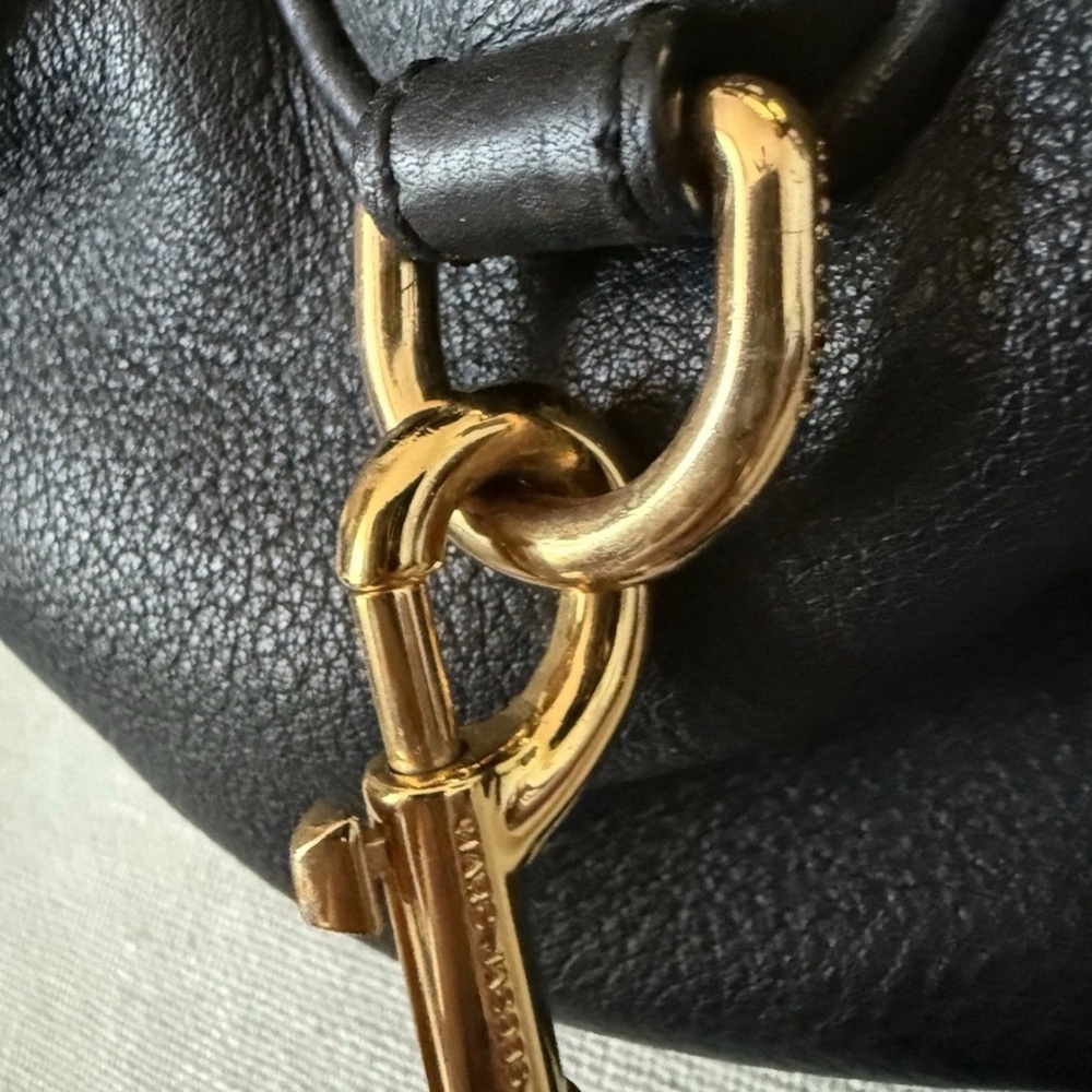 Marc Jacobs Black Pebbled Leather Satchel with Gold Plaque - Picture 6 of 15